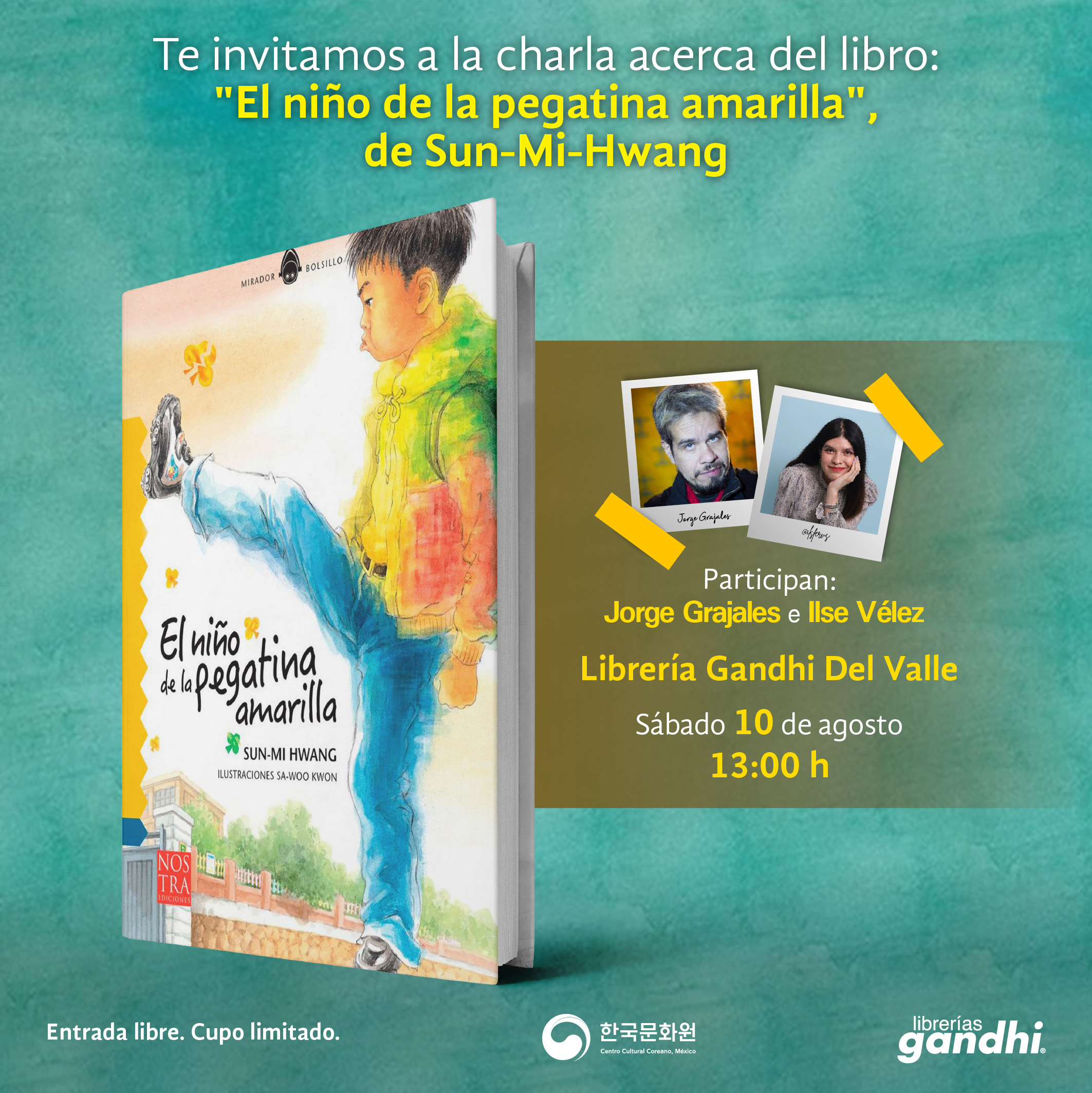 poster de la Charla acerca del libro "El niño de la pegatina amarilla"