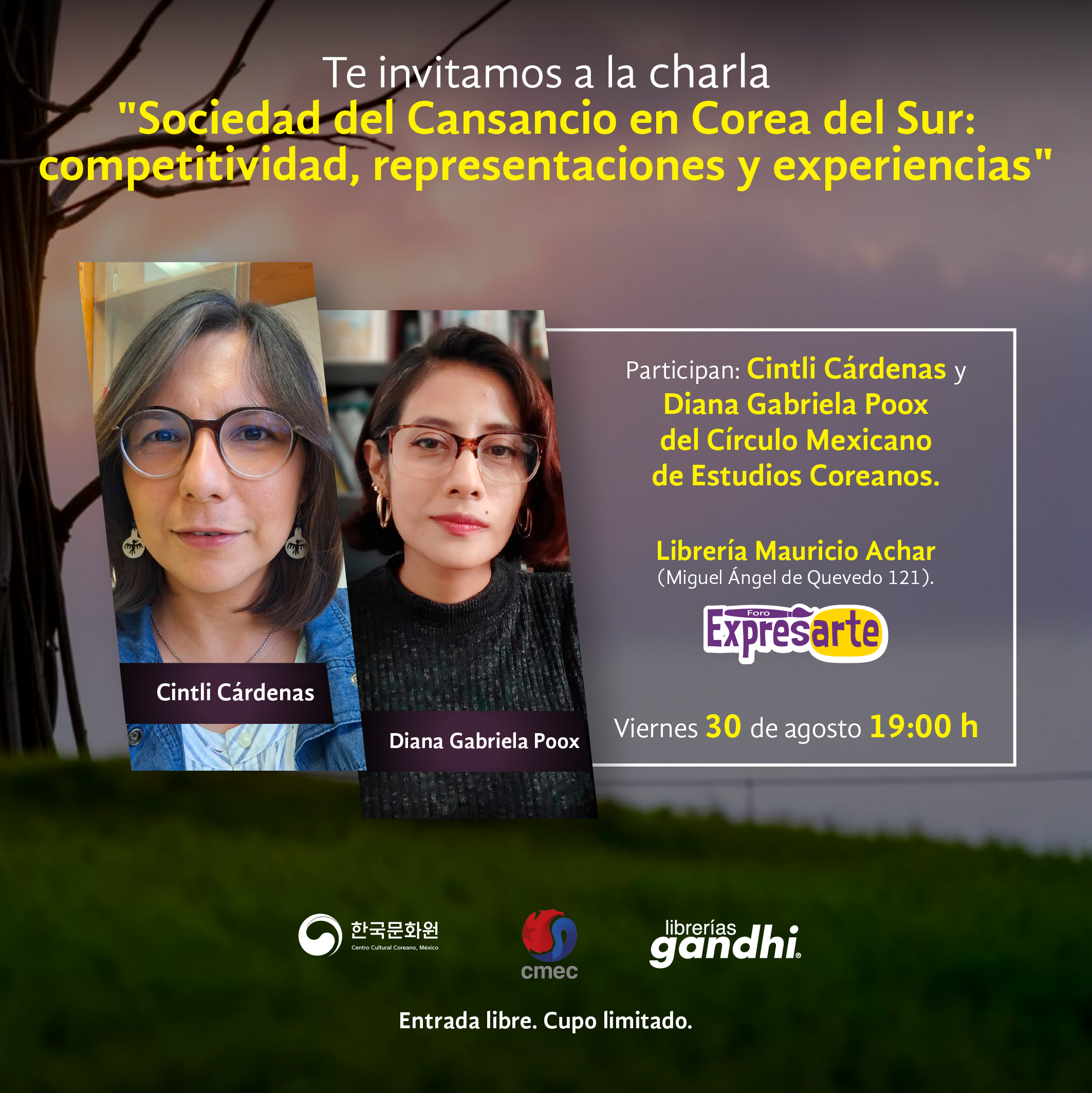 poster de la Charla "Sociedad del cansacio en Corea del Sur: competitividad, representaciones y experiencias"