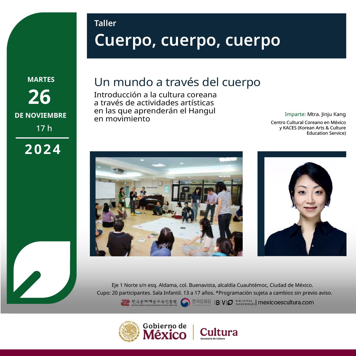 poster del taller Un mundo a través del cuerpo