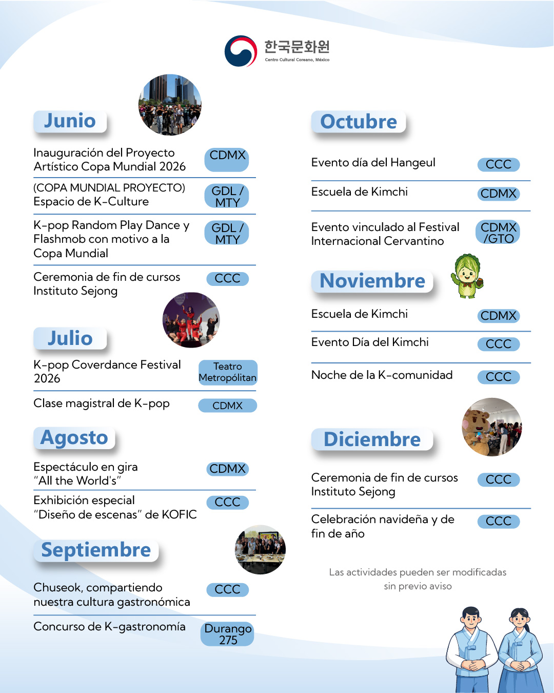Agenda Centro Cultural Coreano en México 2026 2