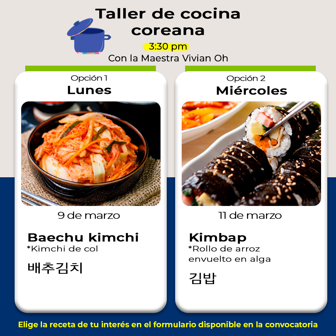 Taller de Cocina Coreana: Kimchi de col 배추김치 y Kimbap 김밥