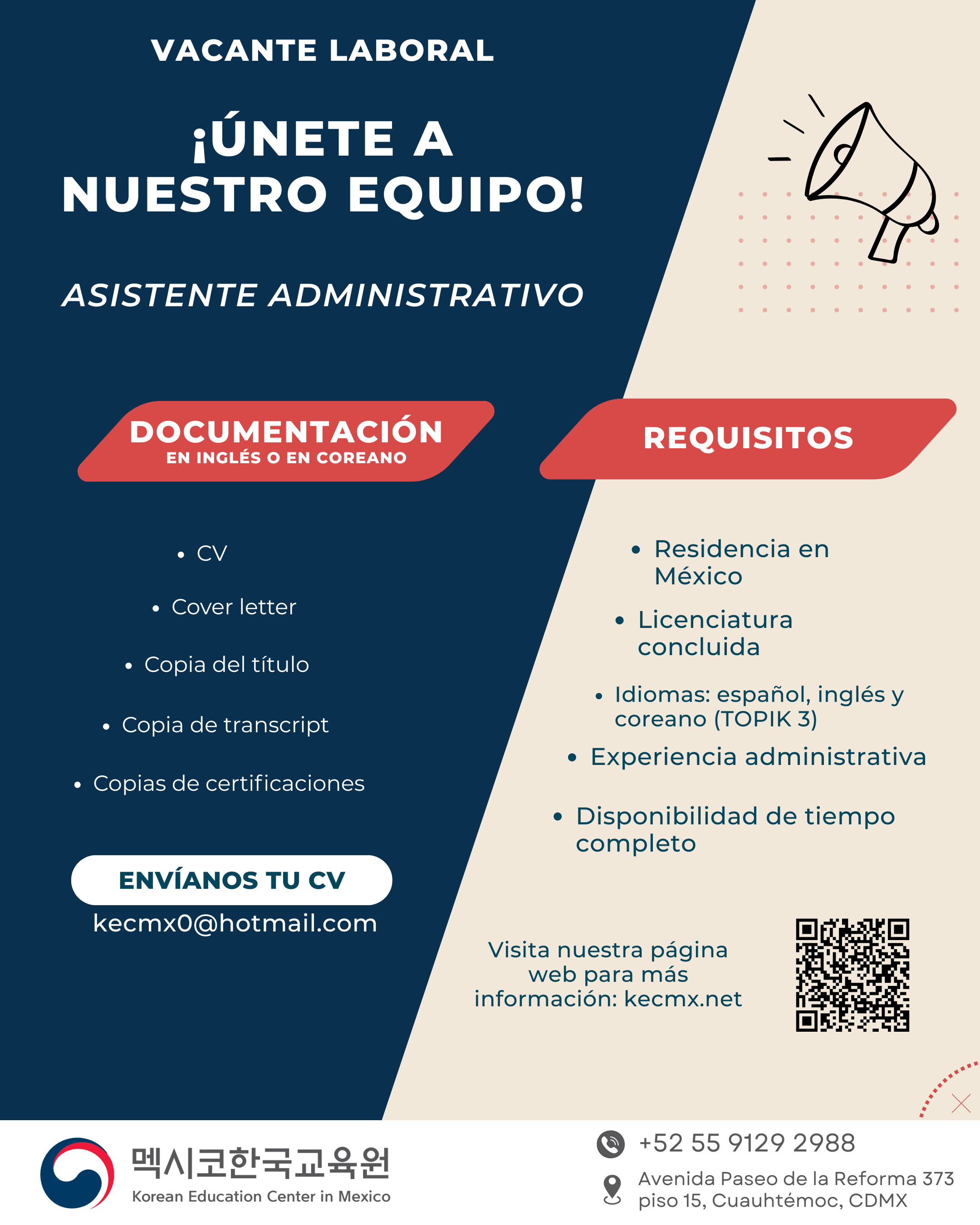 Job Opportunity: Korean Education Center in Mexico