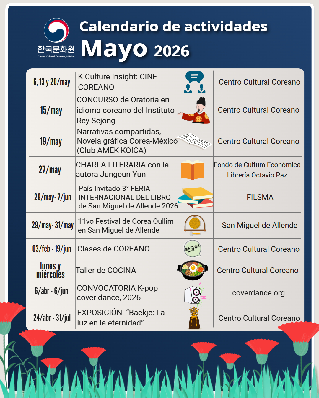 Calendario de actividades: mayo 2026