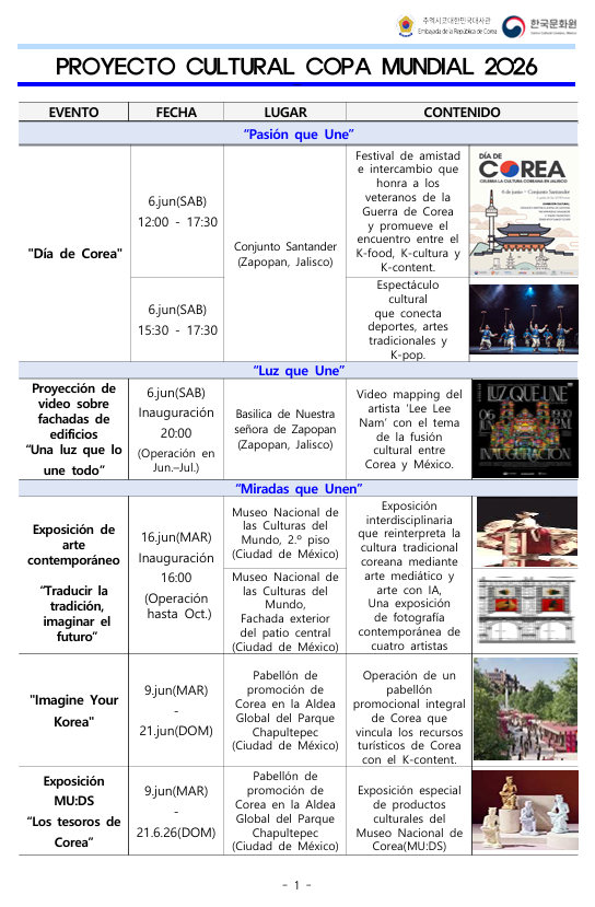 Programa Cultural de Corea con motivo de la Copa Mundial de la FIFA 2026