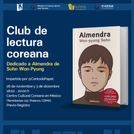 [Convocatoria] Club de lectura coreana: dedicado a Almendra de Sohn Won Pyung