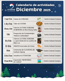 Calendario de actividades: diciembre 2025