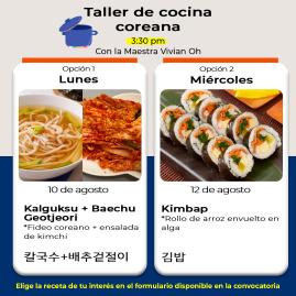 [Convocatoria] Taller de Cocina Coreana: Kalguksu + Baechu Geotjeori 칼국수+배추겉절이 y Kimbap 김밥